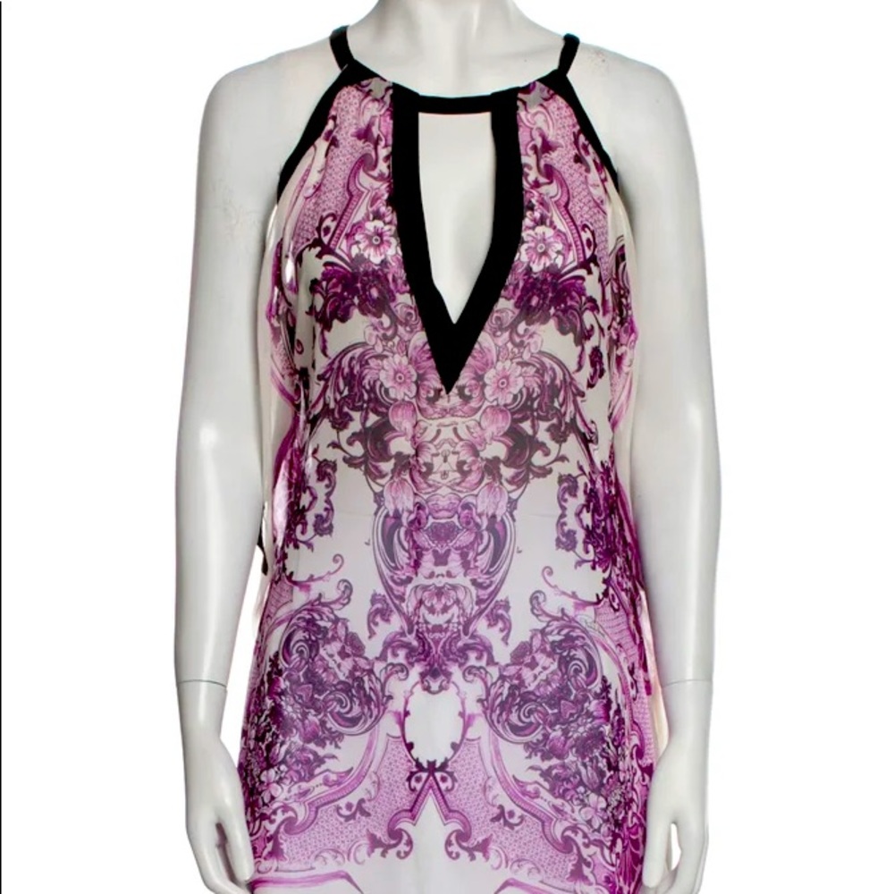 Roberto Cavalli Silk  Purple Printed Sleeveless Tunic